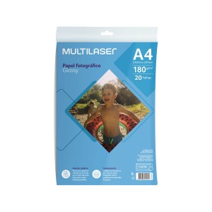 Papel Fotográfico Glossy A4 180g 20 Folhas-PE039