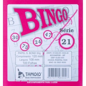 Bloco Para Bingo Rosa 120x108mm 100f Jornal-110284-53240