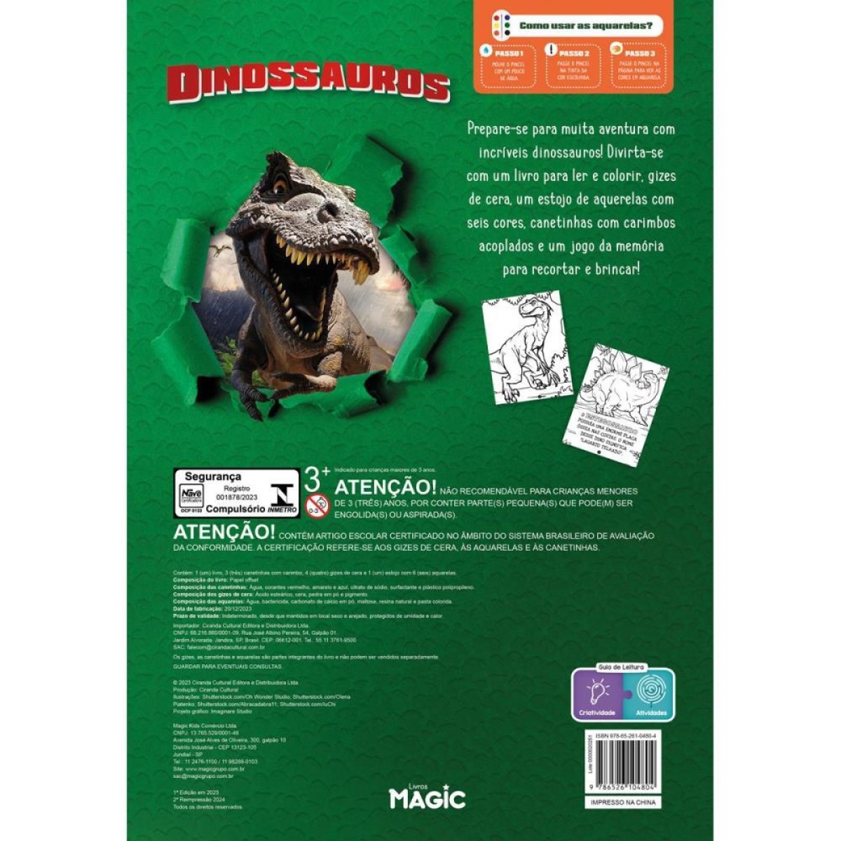 Livro Infantil Colorir Dinossauros Mega Kit Ler E Col-111786-78853