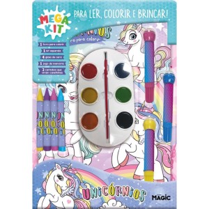 Livro Infantil Colorir Unicornios Mega Kit Ler E Colo-111789-42138