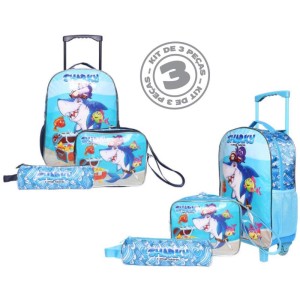 Mochila Infantil Com Rodinha O Amigo Sharky Kit C/3pc (s)-110374-71468