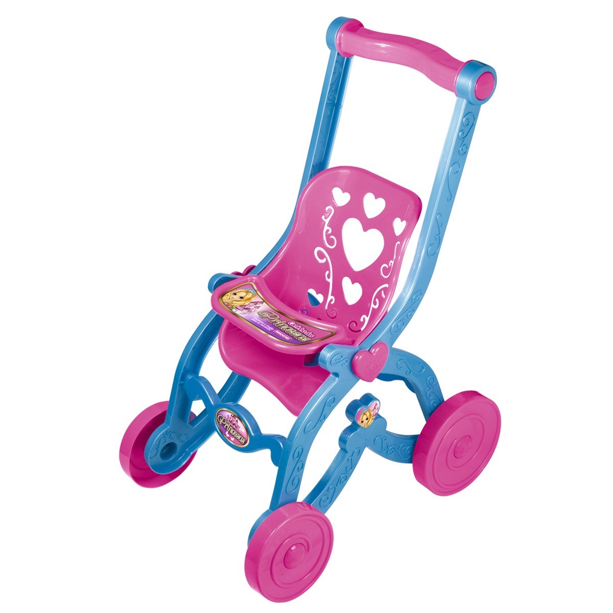 Brinquedo infantil carrinho de boneca princesas azul com rosa brinquemix - cdb040-CDB040-43402