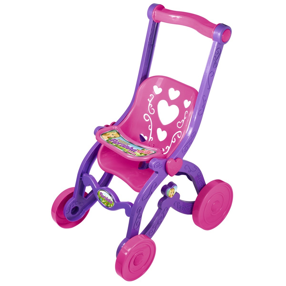 Brinquedo infantil carrinho de boneca florzinha rosa com lilas desmontado brinquemix - cdb05010-CDB05010-83576