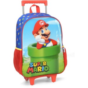 Mochila Infantil Com Rodinha Super Mario Bros G Azul-107073-12718