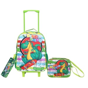 Mochila Infantil Com Rodinha Dinossauro Kit C/3pcs (s)-110393-19101