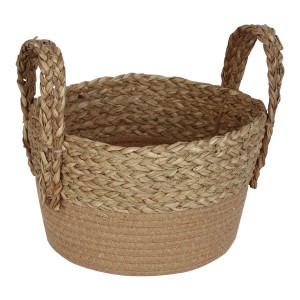 Cesta Em Corda Algodao C/alca Sisal 14x10cm-840676