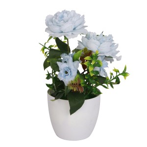 Flor Rosa Artificial C/vaso Plastico 20cm-840601