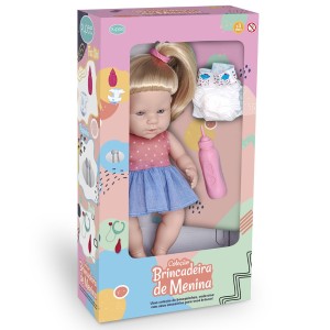 Boneca Brincadeira De Menina Faz Xixi Com Acessórios 31cm