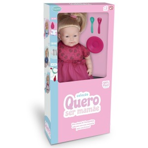 Boneca Pupee Quero Ser Mamãe Papinha Com Acessórios 40cm