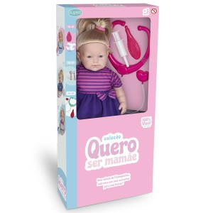 Boneca Pupee Quero Ser Mamãe Papinha Com Acessórios 40cm