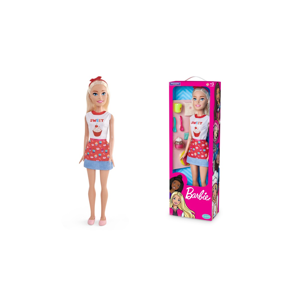Large doll confeiteira barbie profissões mattel - 1231-1231-50411