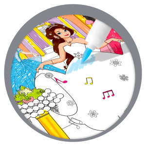 Tapete Para Pintura Meninas 50x50cm Com 12 Canetinhas-839364-66703