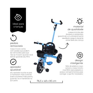 Triciclo Com Apoiador Azul-7630-73017