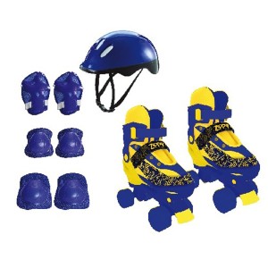 Kit Patins Clássico Ajustável Amarelo E Azul 34-37