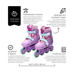 Patins In Line Ajustável Rosa 34-37-6638-51995