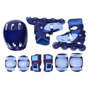 Kit Patins In Line Ajustável Azul 30-33