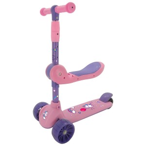 Patinete 2x1 Luz Som 3 Rodas Rosa-7775