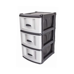 Gaveteiro Preto E Branco 3 Gavetas Com Rodas