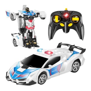 Carrinho Transformável R/c Escala 1:18 Megaformers Auto - Polícia Com Luz-BR1487-24653