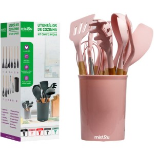 Utensilio Domestico Cj De Espat. Silic. 12pcs Rosa-111646-41750