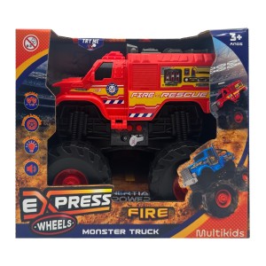 Express Wheels Monster Truck Com Som E Fricção - Fire Vermelho-BR2233-89348