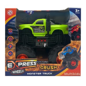 Express Wheels Monster Truck Com Som E Fricção - Crush Verde-BR2234-33173