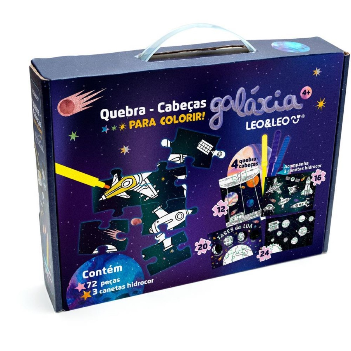 Quebra-cabeca Cartonado Galaxia Para Colorir 4em1-113518-70337