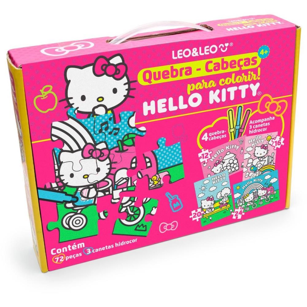 Quebra-cabeca Cartonado Hello Kitty Para Colorir 4em1-113519-41623