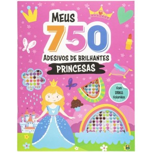 Livro Com Adesivos 750 Ades.strass Princesas 32pg