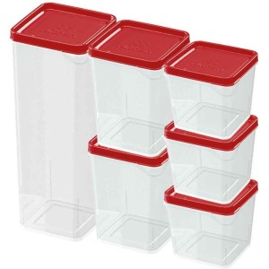 Pote Plastico Conj. 6 Potes Modulares Vermel-113505-26329