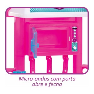 Cozinha de Brinquedo Rosa Fogão e Geladeira com Pia que Sai Água-8074-61369