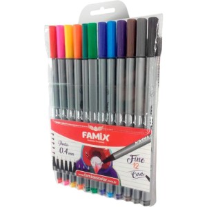 Caneta Com Ponta Porosa Fine 0.4 12 Cores-144001-72624