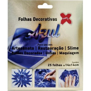 Artesanato Folha Dec.14x14cm Azul 25fls-114877-52426