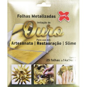 Artesanato Folha Dec.14x14cm Ouro 25fls-114875-47707