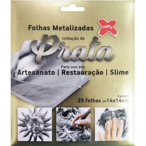 Artesanato Folha Dec.14x14cm Prata 25fls-114876-37343