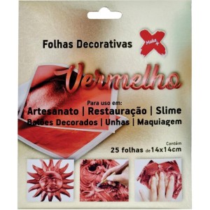 Artesanato Folha Dec.14x14cm Verm. 25fls-114878-22215