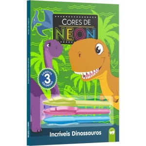 Livro Infantil Colorir Cores Neon Dinossauros 48pg