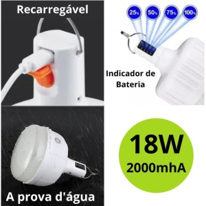 Lampada Led Recarregavel 18w-2000mah-114810-92868