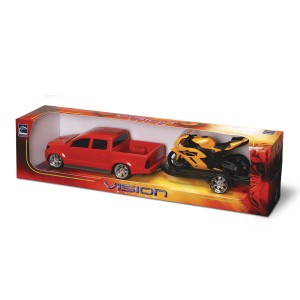 Carrinho De Brinquedo Pick-up Vision Com Moto Na Carroceria-1115-97368