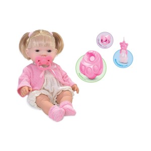 Boneca Bebê Menina Que Faz Xixi Com Peniquinho E Mamadeira-5685-40076