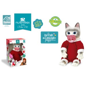 Boneco Pets Reborn Gatinho Com Corpo Macio Com Mamadeira-5843-44878