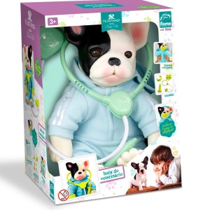 Boneco Pets Reborn Buldogue Veterinário Com Acessórios 30cm