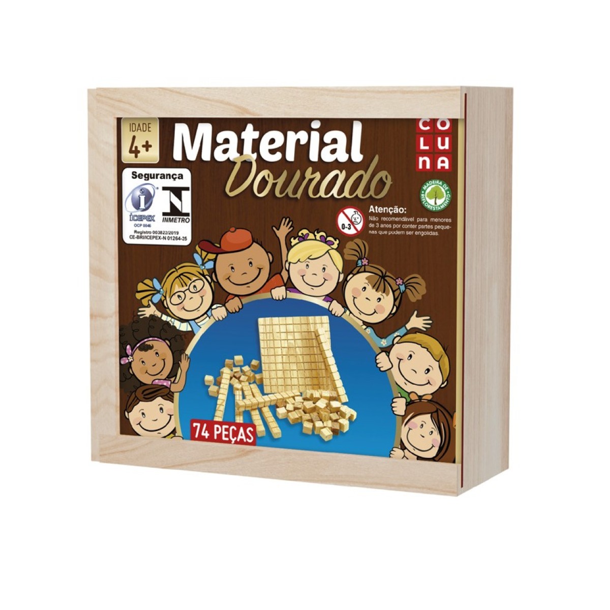 Jogo Pedagógico Material Dourado Para Matemática Com 74 Peças-790700-81866