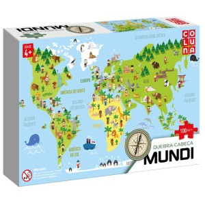 Quebra Cabeça Infantil Mapa Mundi Com 100 Peças-791091-33989