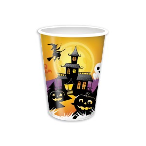 Copo Cartonado Amarelo 180ml Para Festa Halloween