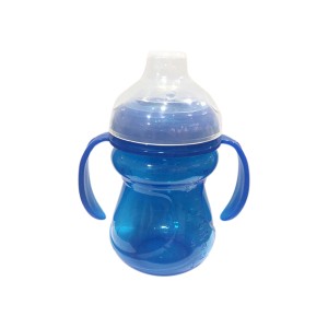 Copo azul com alça liso 270ml com bico de silicone-2580-35204