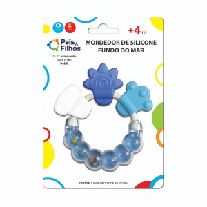 Chocalho e mordedor de silicone com alça com pedrinhas azul-2583-36878