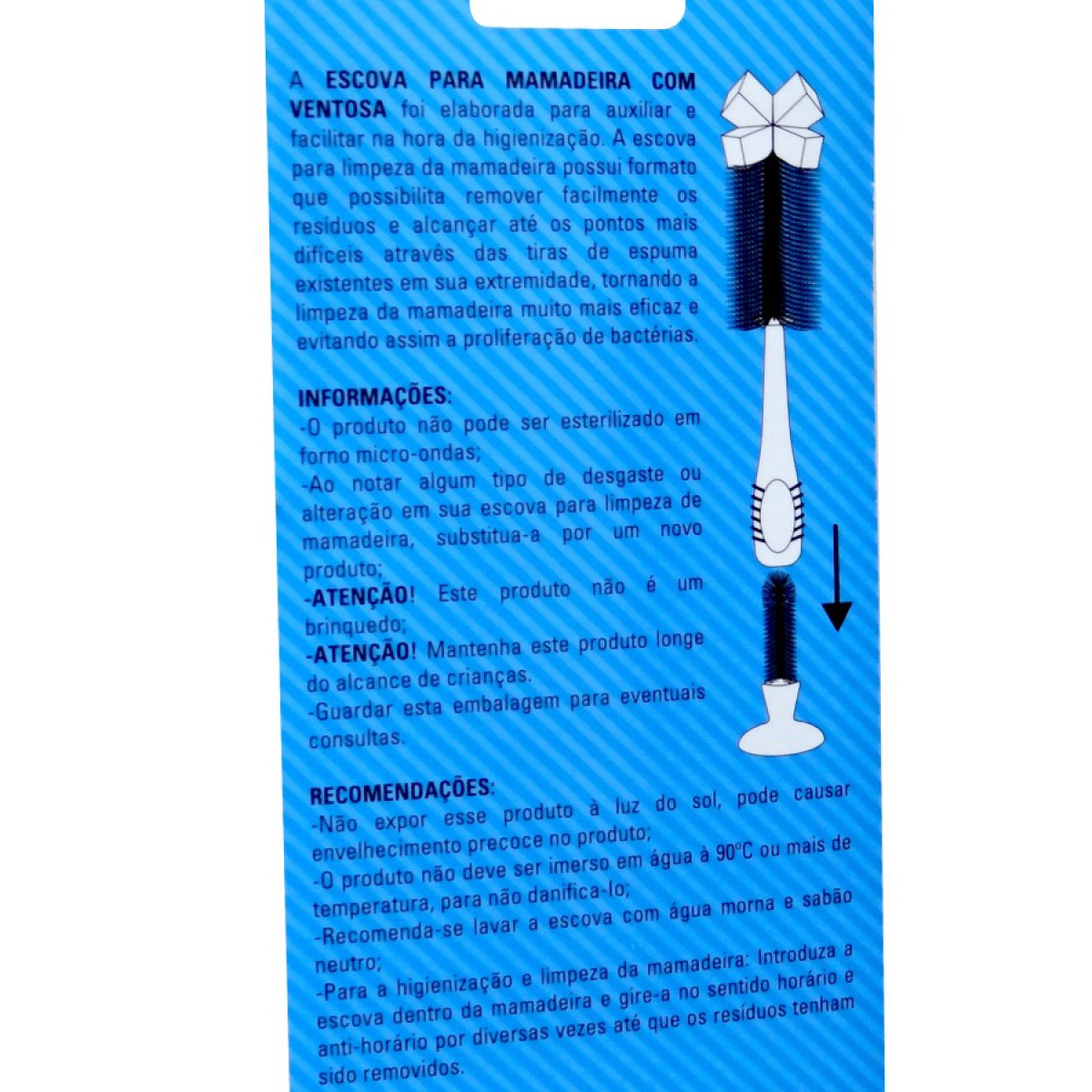Escova para mamadeira e bico azul com ventosa para fixação-7764-39910