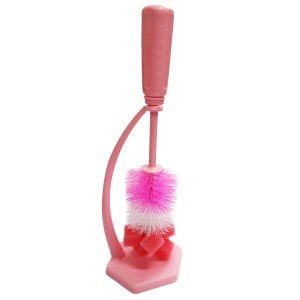 Escova para mamadeira rosa com suporte-7824-22788