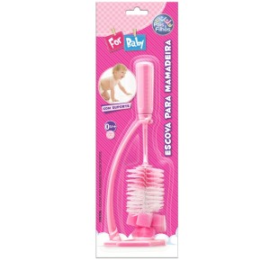 Escova para mamadeira rosa com suporte-7824-42608